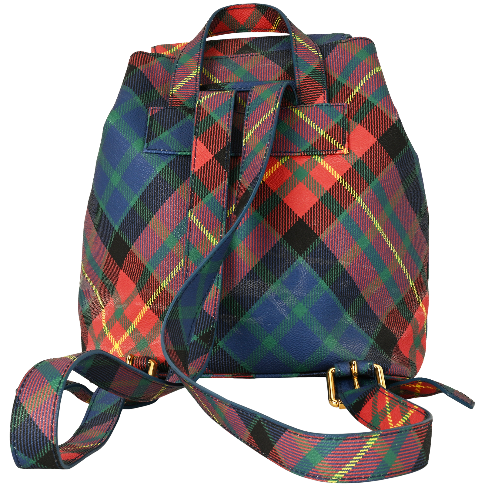 Tartan Backpack, &pound;195, Handbags, Blue, Canvas, Back view